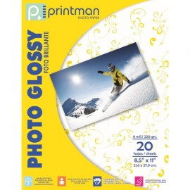 Papel Printman Photo Glossy 8.5"x11" con 20 hojas (368112)