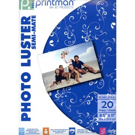 Papel Printman Photo Luster 8.5"x11" con 20 hojas (118112)