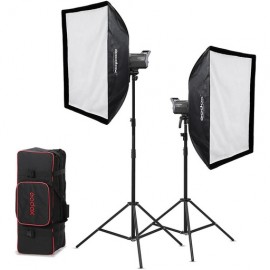 Kit de 2 Lámparas Led Godox Litemons LA200Bi + 2 Tripié + 2 Softbox 60x90 cm. + 2 Reflector + 1 Maleta CB-05 (LA200BiK2)