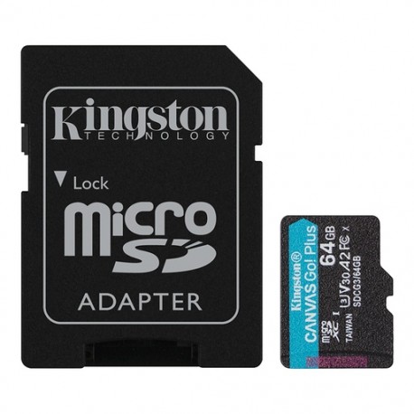 Memoria Kingston Canvas Go! Plus Micro SDXC 64GB UHS-I U3 Clase 10 V30 A2